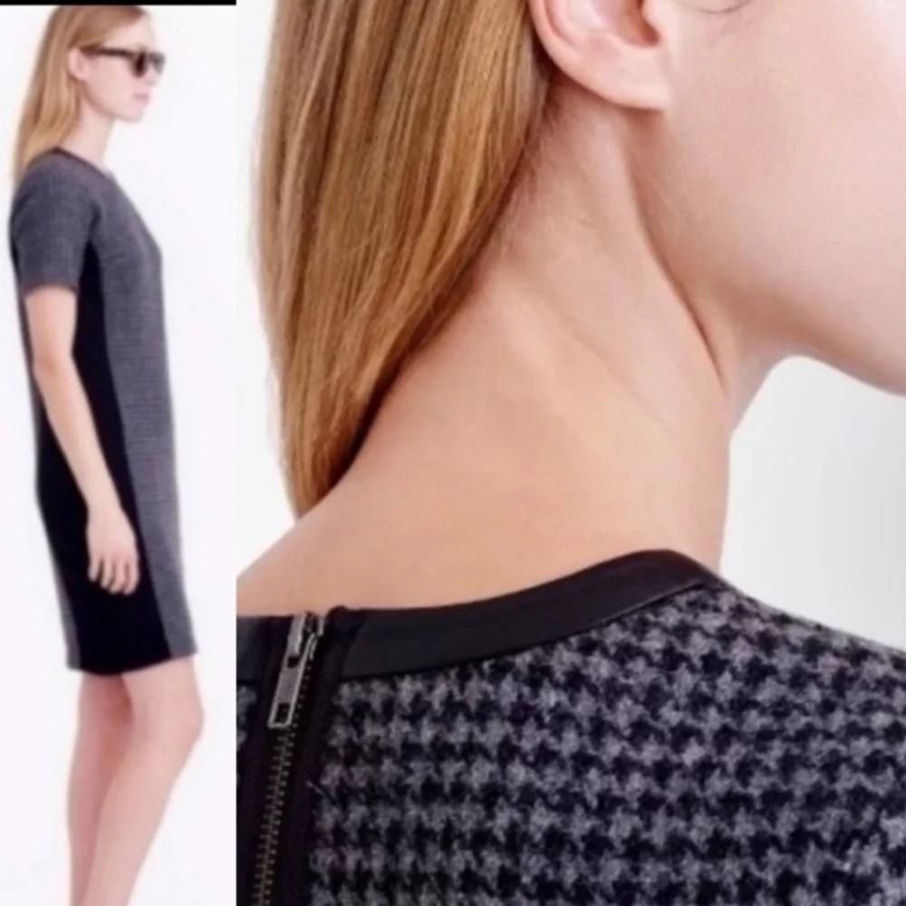 J..Crew wool houndstooth  Tweed shift dress